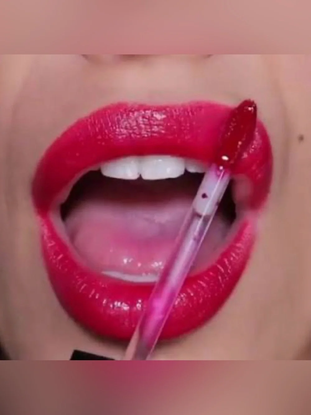 Vibrant hot Pink Liquid Lipstick - High-Shine Gloss - on a mission color stay
